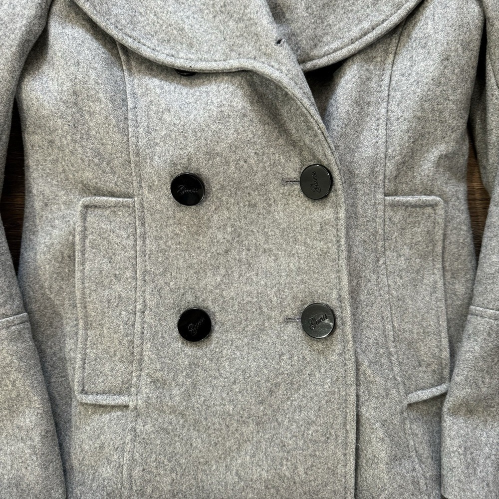 Y2K Style Guess‎ Peacoat Overcoat Gray Women's Sz XS Streetwear Goth - Picture 5 of 7